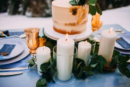 D'light Online 3 X 8 Inch Pillar Candles Set of 12 Bulk Event Pack Round Unscented Premium Wax Pillar Candles for Wedding, Spa, Party, Birthday, Holiday, Bath and Home Decor (3X8, White)