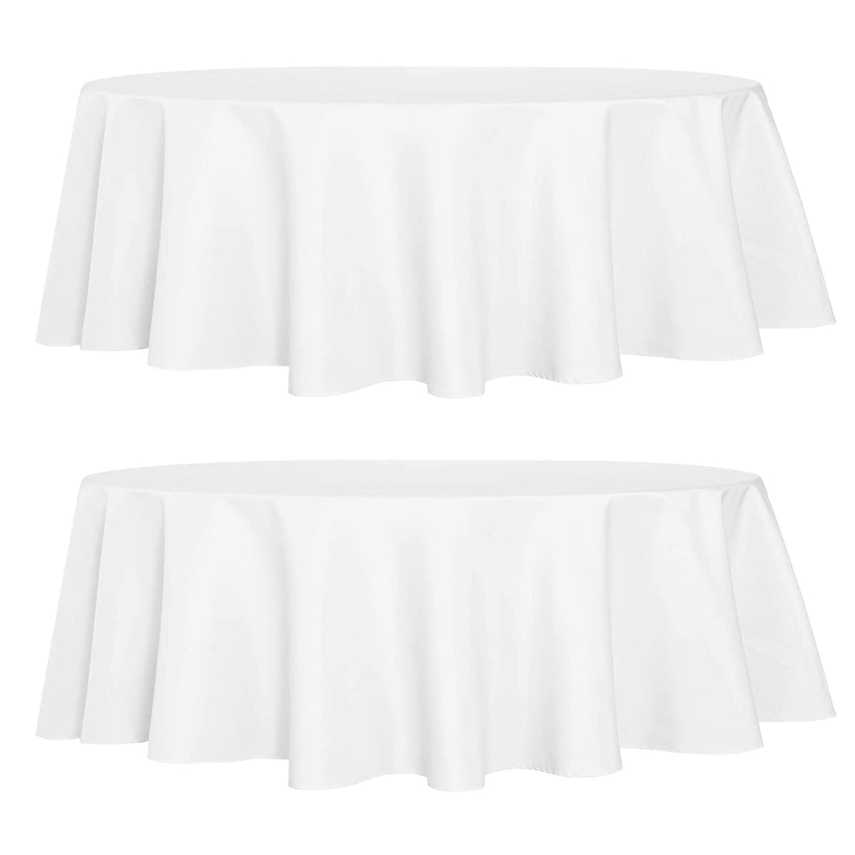 sancua 2 Pack Round Tablecloth 70 Inch White, Stain and Wrinkle Resistant Table Cloth - Washable Polyester Table Cover for Dining Tables, Buffet Parties and Camping