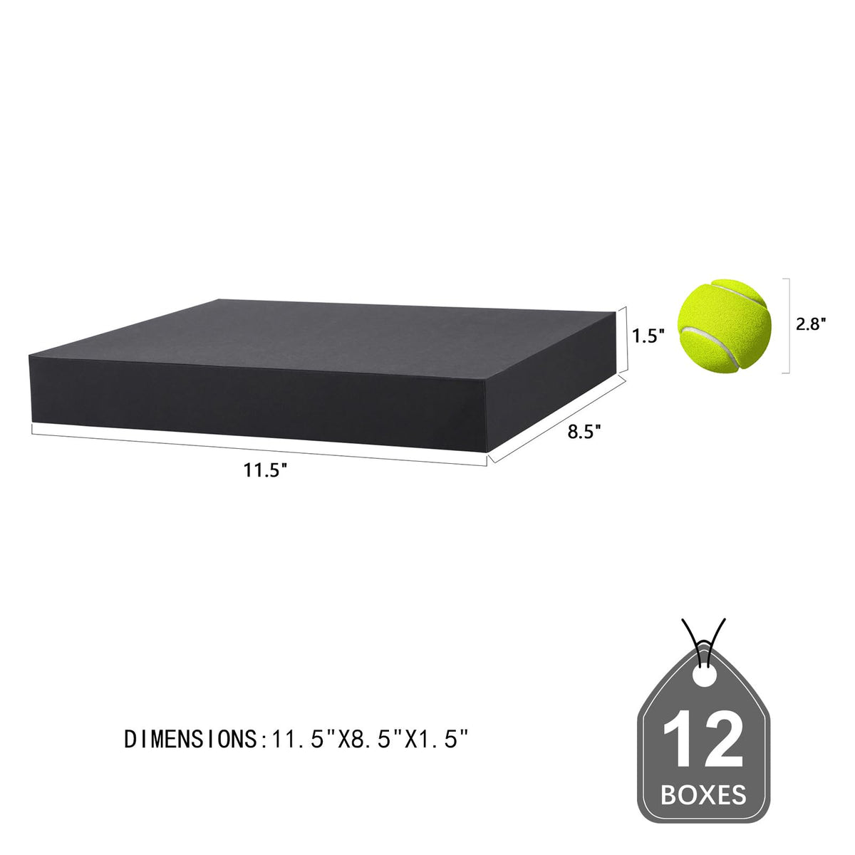 JINMING 12 Gift Boxes with Lids 11x8.5x1.5 Inches for Clothes, Black Gift Boxes, Apparel Boxes for Mother's Day, Father's Day and All Occasion