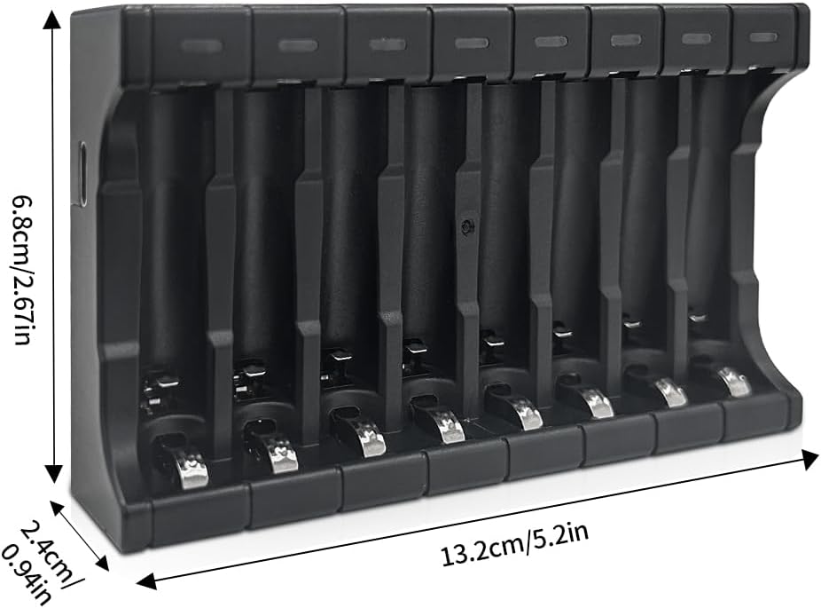 SPMST 5V 2A 8-Slot 1.5V AA/AAA Battery Charger: A Type-C Fast Charger with LED Indicators for Lithium AA/AAA Batteries