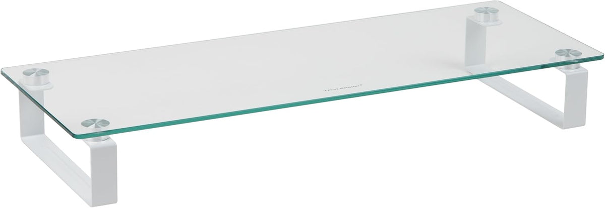 Contemporary Clear Glass Monitor Stand - Stylish Desktop Organizer and Laptop Riser