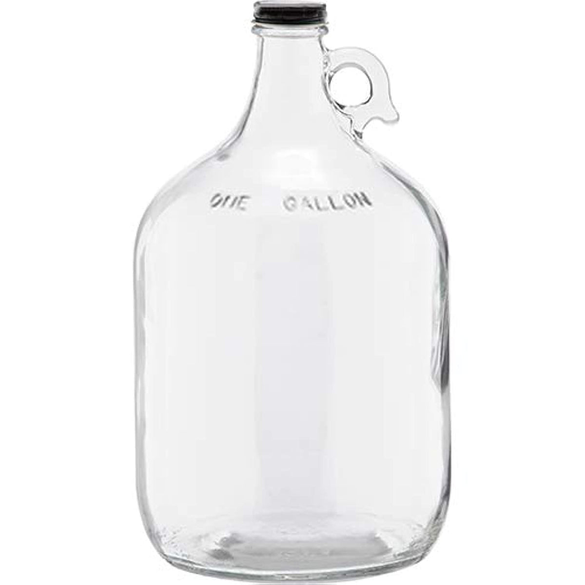 C-Store Packaging 1 Gallon (128oz) Glass Fermenting Jug with Handle, Black Polyseal Lid & Cap (Pack of 1)