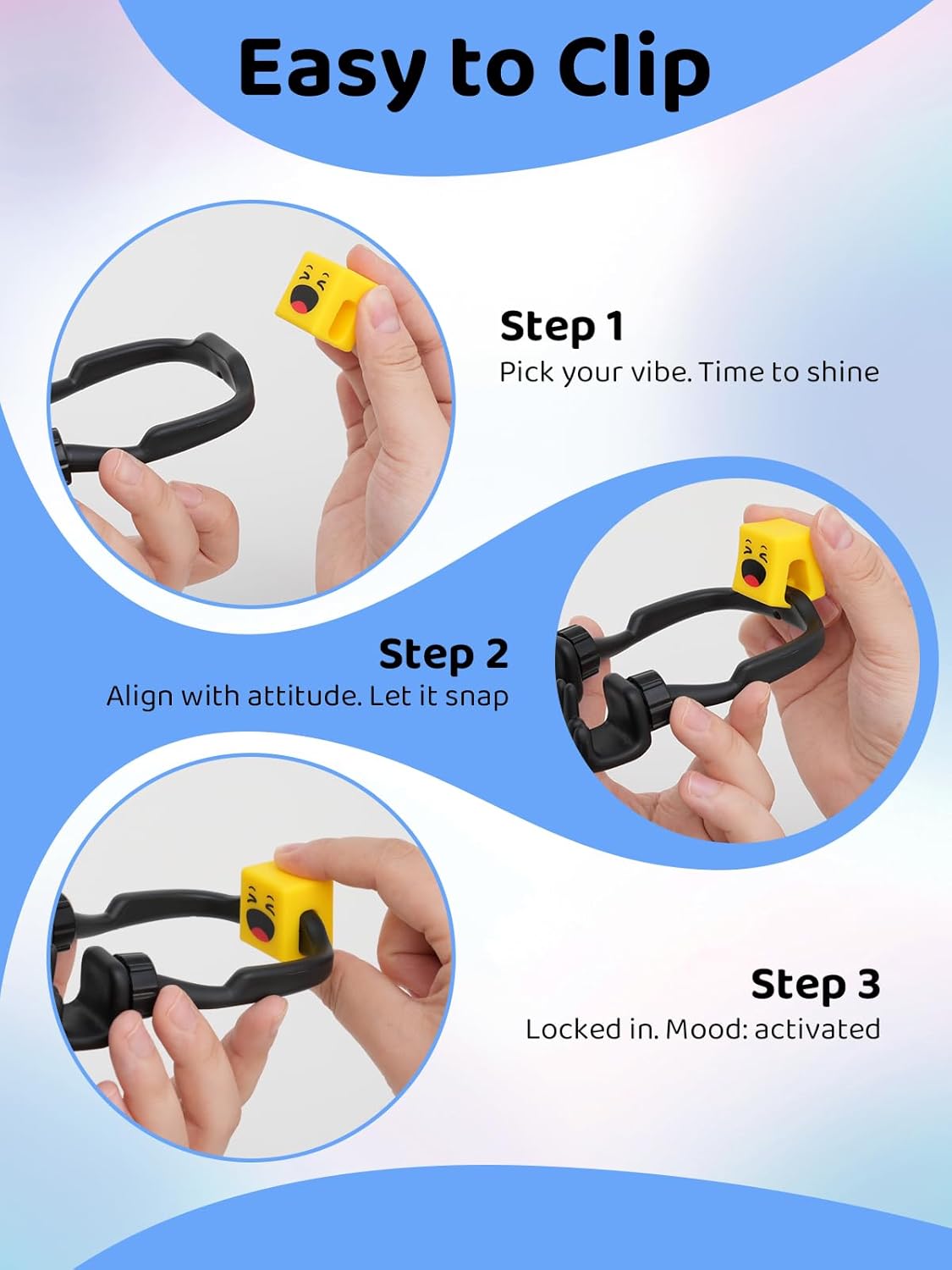 CALDEVER Gifts for Teens Girls Boys Kids Adults Cell Phone Holder with Clip: Dual-Sided Mood Cubes Clips for Gesture