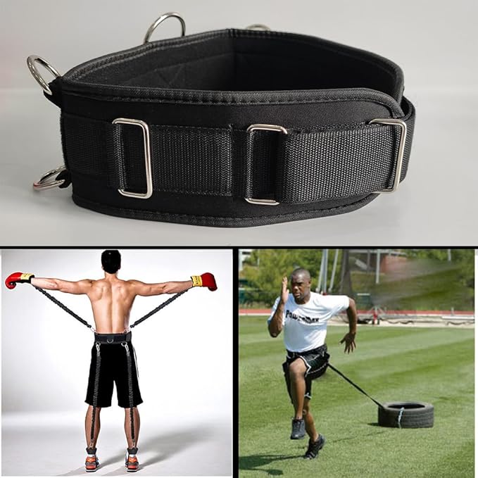 Fitness Resistance Belt Multi Functional Fitness Belt with 5 Rings for Weight Training and Resistance Training of Load Carrying Pull Up Belt Squat