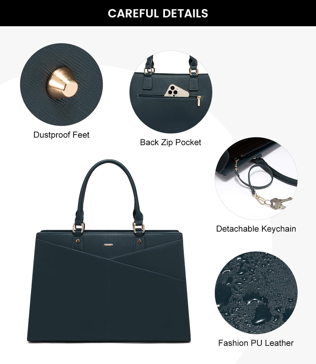 LOVEVOOK 15.6 Inch Laptop Tote Bag for Women, Leather Business Office Work Bag Computer Briefcase with Small Clutch fit