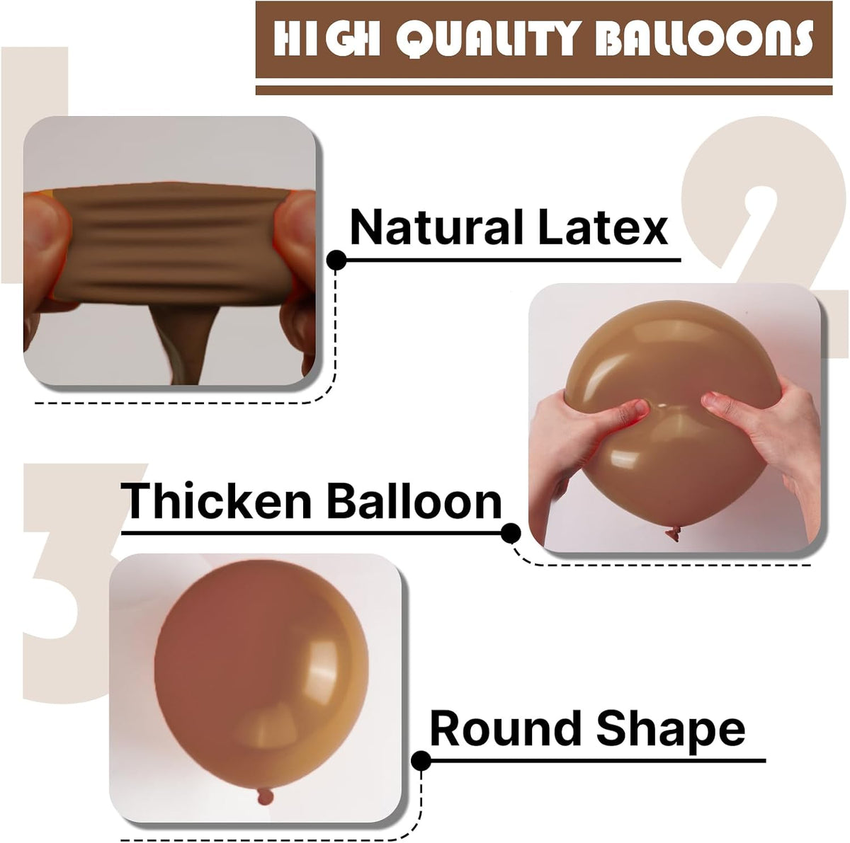 PartyWoo Brown Balloons - 100 Pcs Boho Neutral Coffee Balloon Arch Kit | 18", 12", 10", 5" Sizes for Weddings & Parties