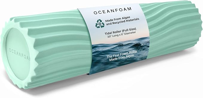Oceanfoam Tidal Roller - Seafoam - Muscle Massage Foam Roller for Back Pain & Stretching - Firm and Ergonomic Wide Wave Textured - Yoga, Athletics, & Wellness - Full Size, 20" x 5"