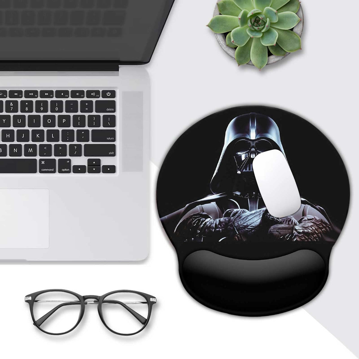 Black Mouse Pad with Wrist Rest,Non-Slip Rubber Base for Comfortable Gaming Mousepad - Ergonomic Mouse Pad with Wrist Support Suitable for Laptop Desktop and Work, Office Desk Accessory