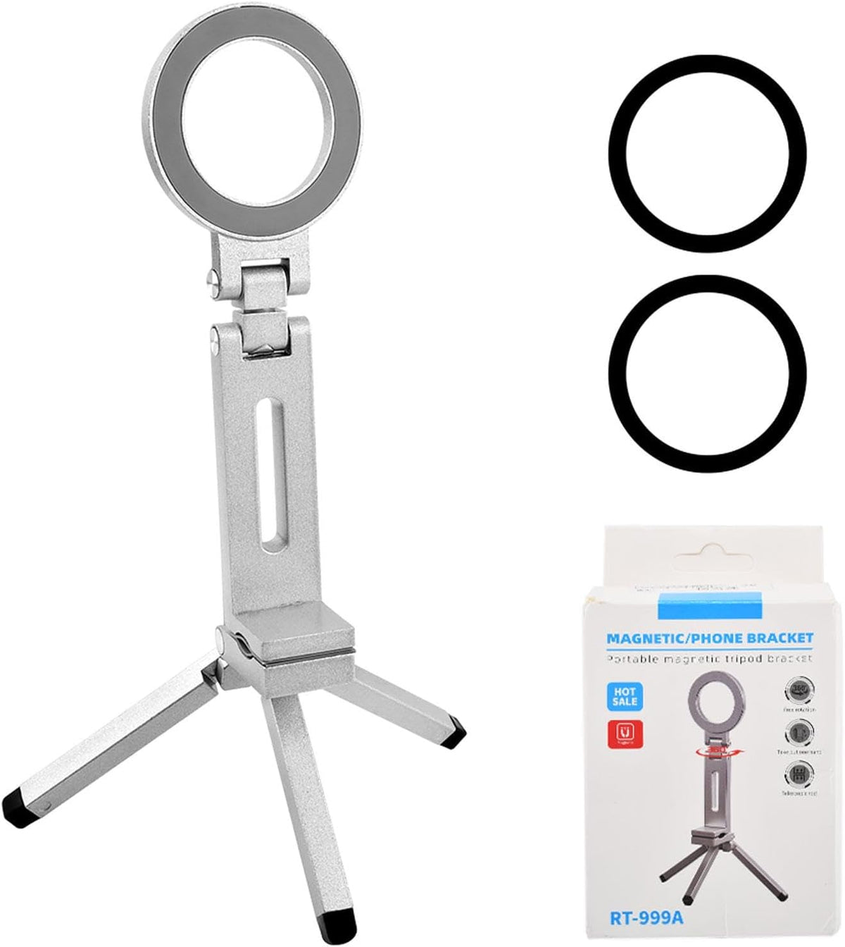 Axrivonte Phone,360 Phones(Silver,Size:19 16cm) Magnetic Tripod for Rotating Phone Tripod
