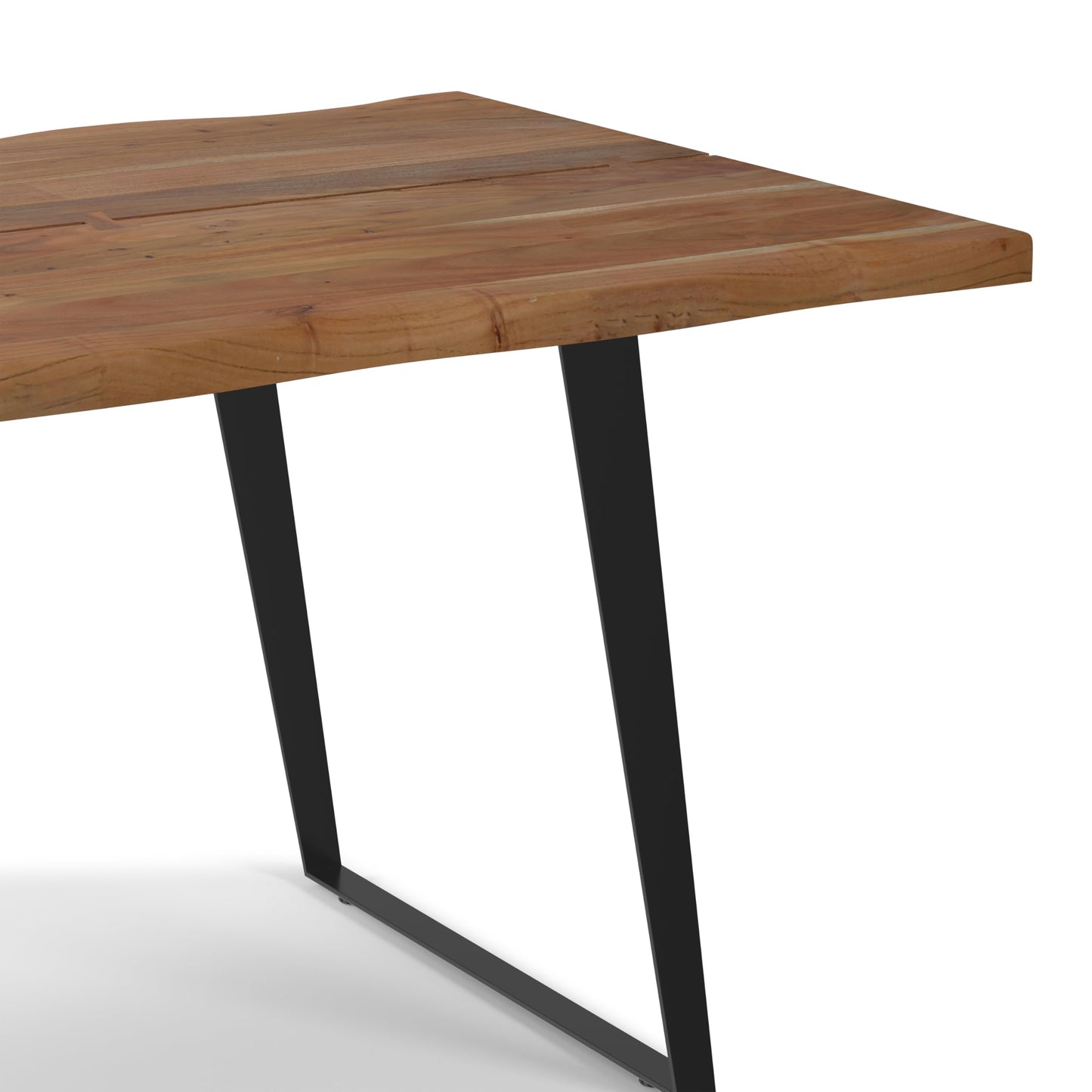 SIMPLIHOME Delta Dining Table - 72 inch Wide Solid Acacia Wood Rectangular Table in Natural, Modern Industrial Style for Dining Room or Kitchen with Black Powder-Coated Iron Base, Seats 6