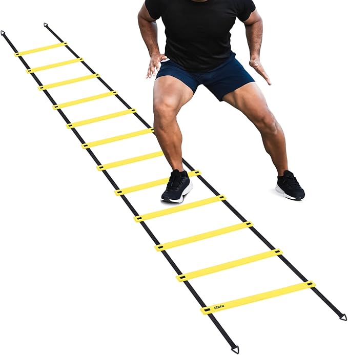 Ohuhu Agility Ladder Speed Training Set 12 Rung 20ft Exercise Ladders with Ground Stakes for Soccer Football Boxing Footwork Sports Fitness Training Ladder with Carry Bag