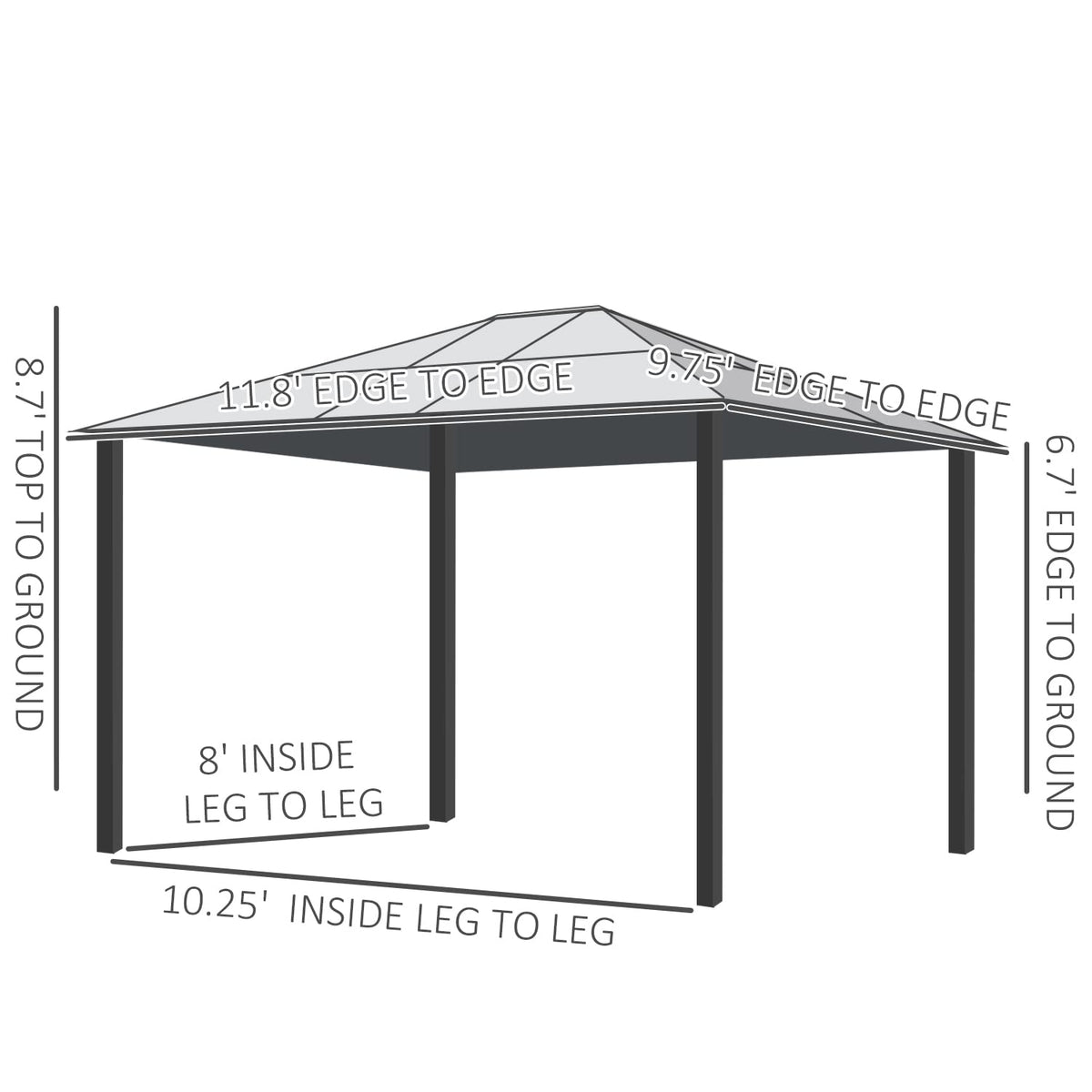 GOWE 10' x 12' Hardtop Gazebo Canopy with Polycarbonate Roof, Aluminum Frame, Permanent Pavilion Outdoor Gazebo with Netting and Curtains for Patio, Garden, Backyard, Lawn, Deck