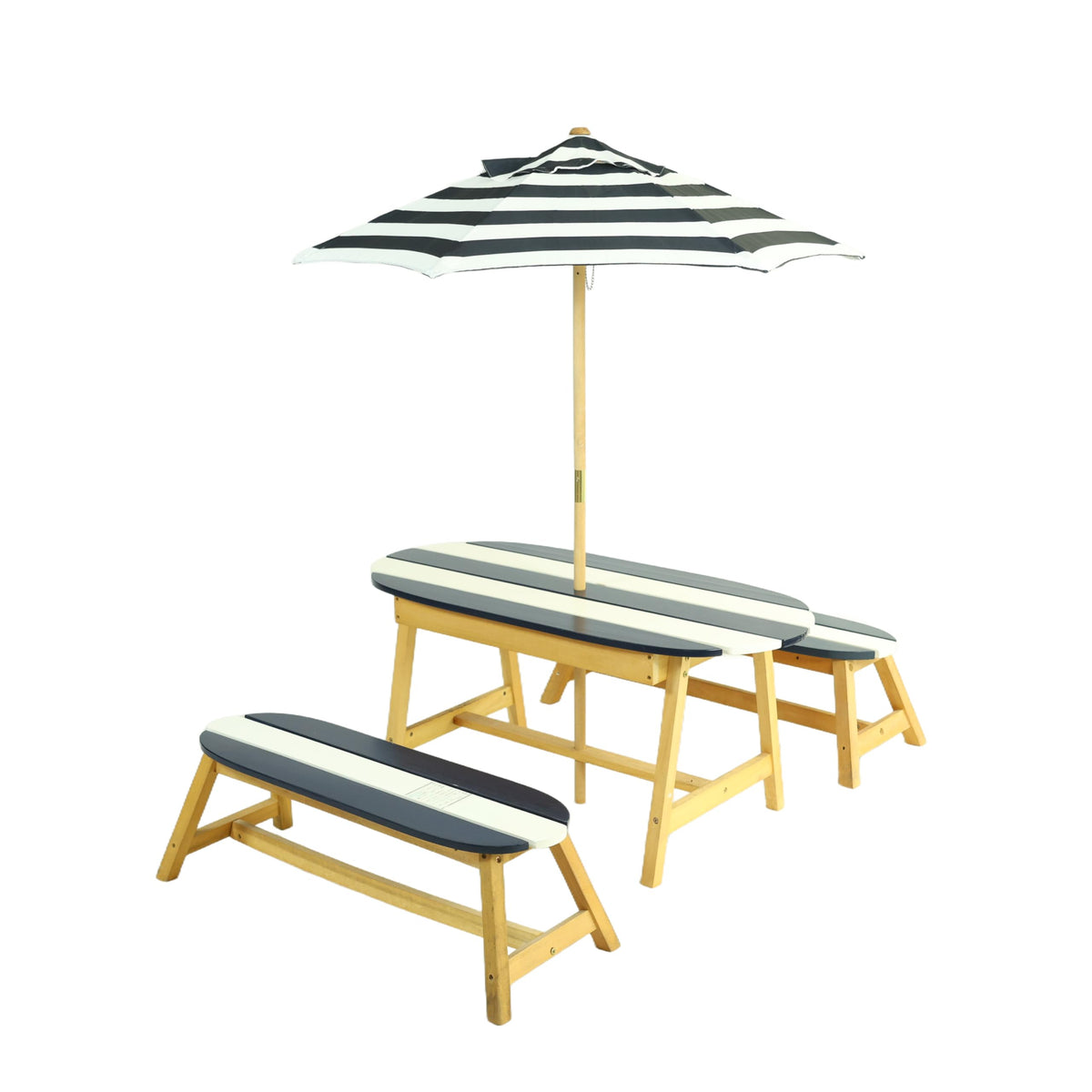 shifmall Naturally Playful Kids Picnic Table with Umbrella, Indoor/Outdoor Fun, Dark Blue Poplar Wood