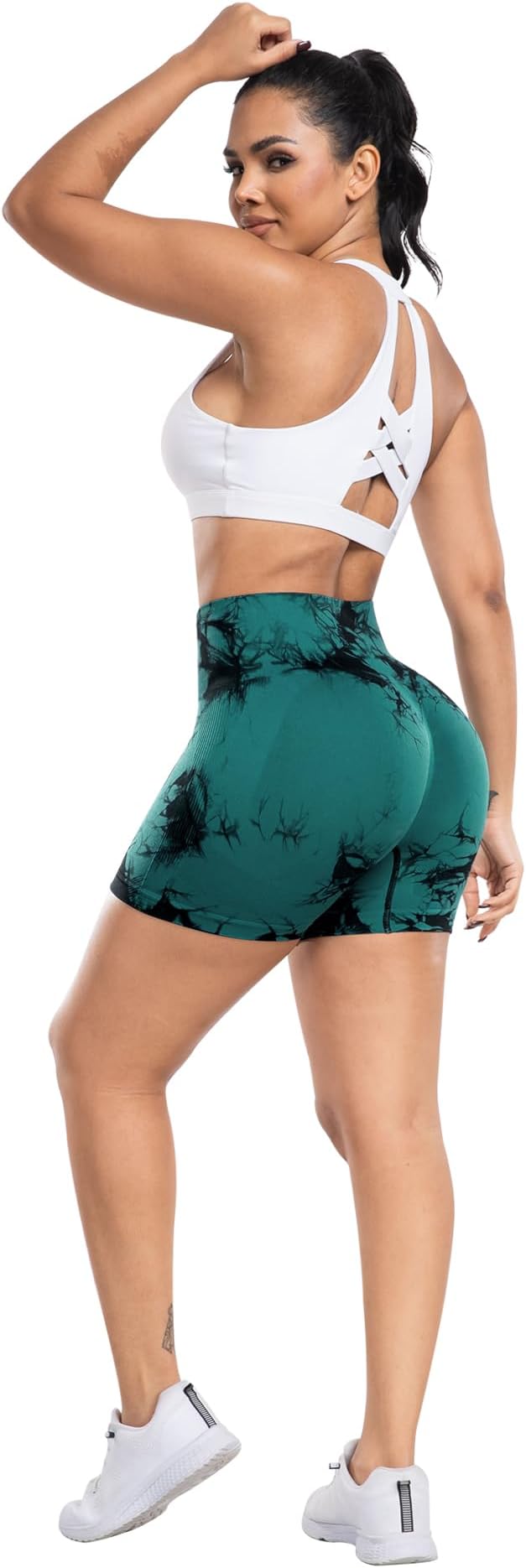CHRLEISURE Women's 4 Packs Workout Gym Shorts, High Waisted Butt Lifting Scrunch Butt Seamless Booty Shorts