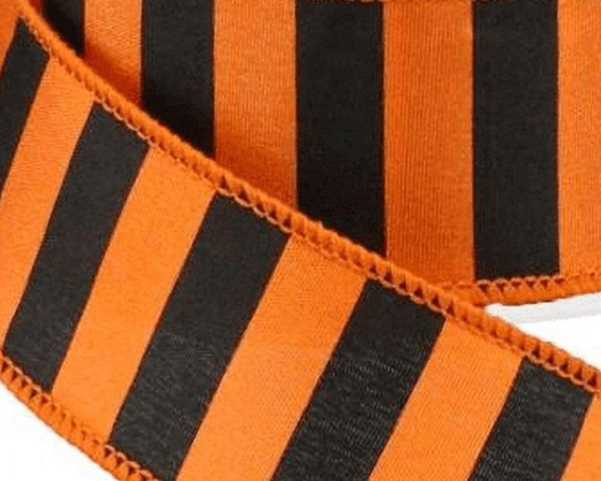 Halloween Striped Wired Edge Ribbon - 1 1/2" x 10 Yards, Orange & Black Stripes, Decorations, Swag, Presents, Gift Bow, Fall Decor, Autumn Wreath, Thanksgiving, Easter