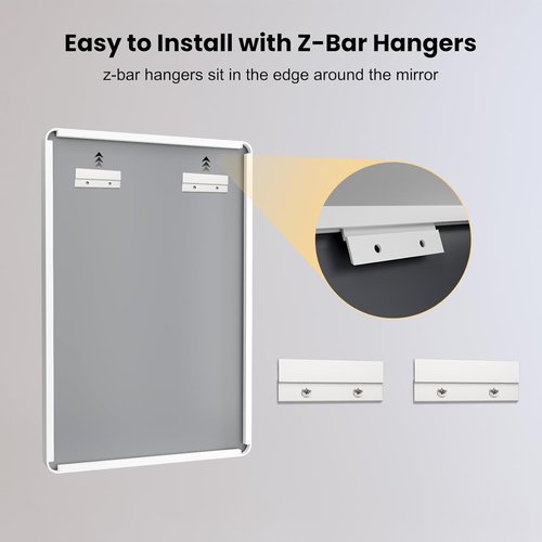 LOAAO White Metal Framed Bathroom Mirror - Large Rounded Rectangle, Anti-Rust, 24x36 Inch | Versatile Wall Mount