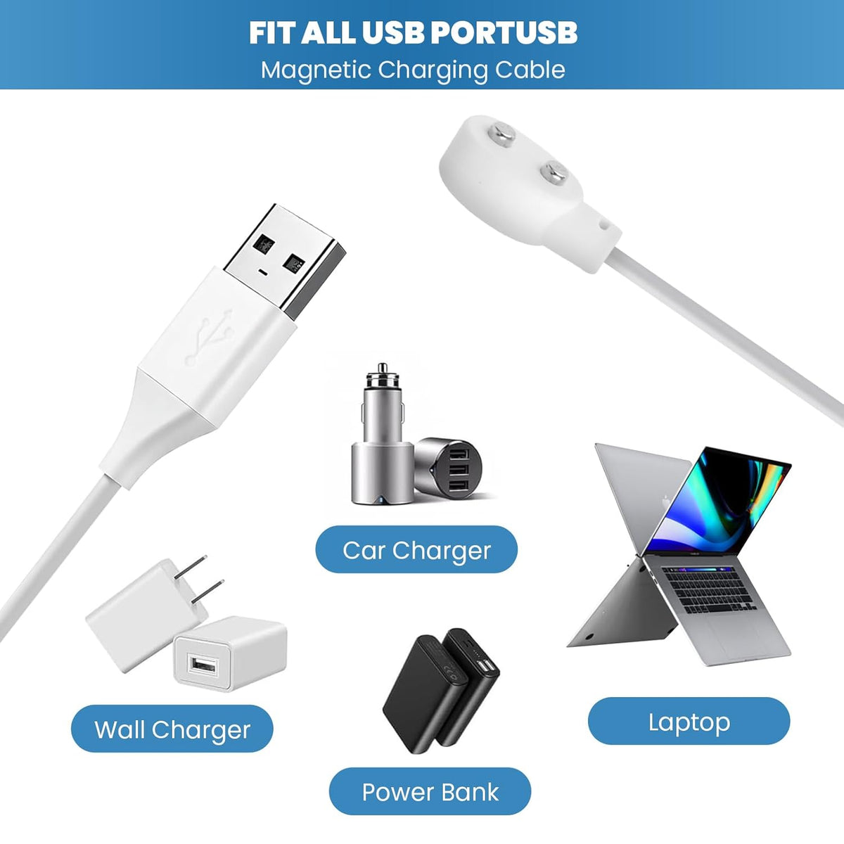 Fertile Rain 6MM 2026 2.6ft Magnetic Charger New USB DC Magnetic Charger Cable, Replacement Oval Base Charging Cord