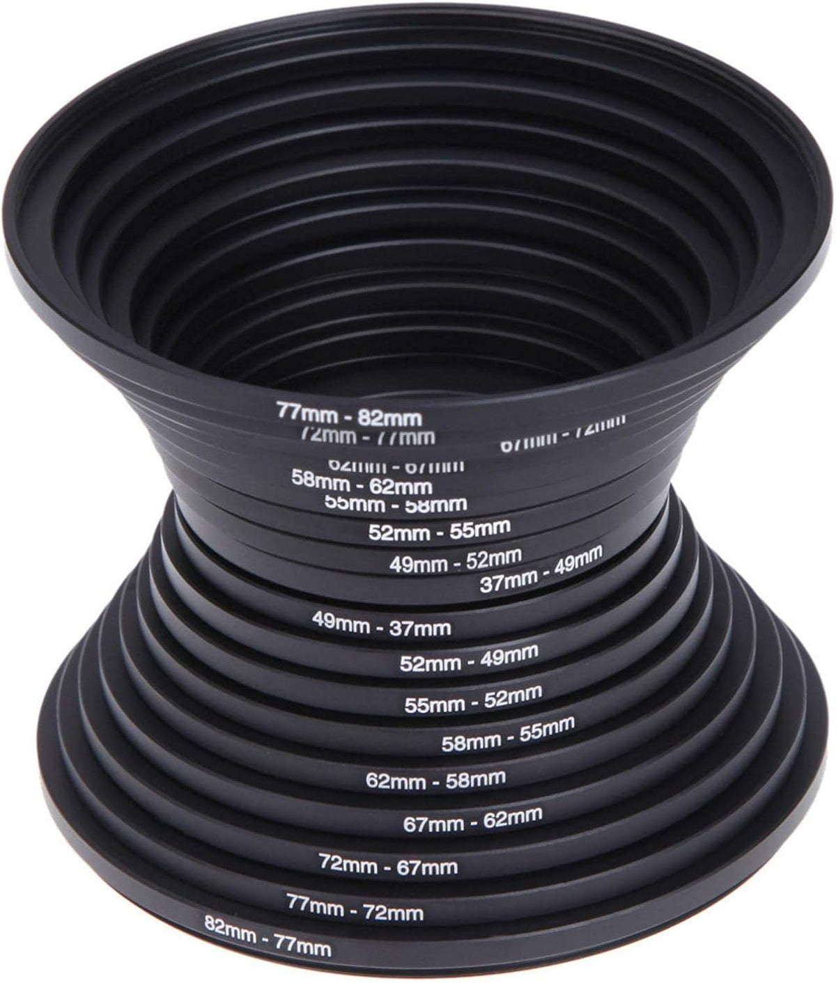 Quivorant 18Pcs Set, 37-82mm Set Filter Ring Adapter Metal Step Up/Down Rings Lens Adapter Filter Compatible