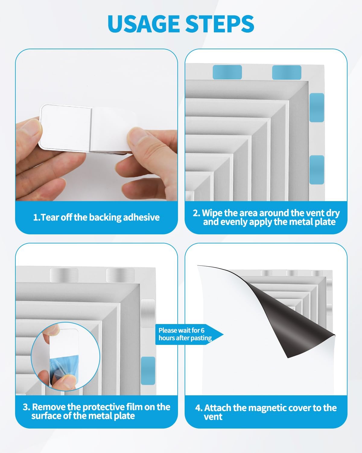 Aecsze 24 Pack 2.3x1.1in (0.02 Adhesive Metal Plates for Magnetic Mount, Metal Strips for Magnets, Rectangular Steel