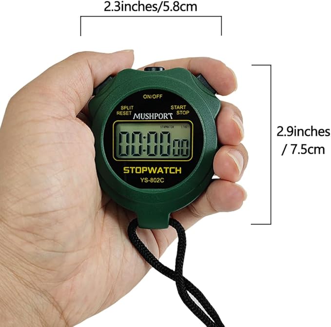 Stopwatch Timer Only Stopwatch Mode, ON/Off Silent Simple Operation, Without Clock Date Countdown, Digital Stop Watch for Sports Kids Coaches Swimming Running, Green