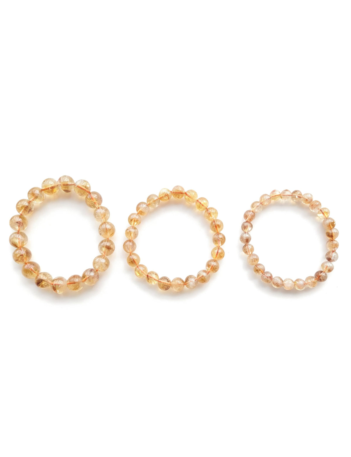 Silan's Yellow Phantom Quartz Bracelet for Women, Natural Crystal Stretch Elastic Adjustable Bracelet with Lucky Card, Gift for Her (7-8mm)