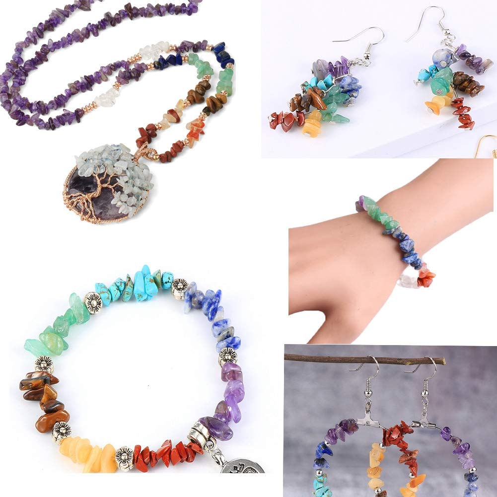 Natural Chip Stone Beads Unakite 5-8mm About 400 Pieces Irregular Gemstones Healing Crystal Loose Rocks Bead Hole Drilled DIY for Bracelet Jewelry Making Crafting (5-8mm, Unakite)