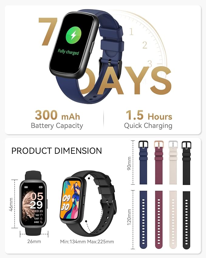 Health & Fitness Tracker, Fitness Watches for Men/Women with Heart Rate,Blood Oxygen,Sleep Monitor, Smart Watch for Android Phones/iPhones with Step Count/Calories/Distance, IP68 Activity Tracker