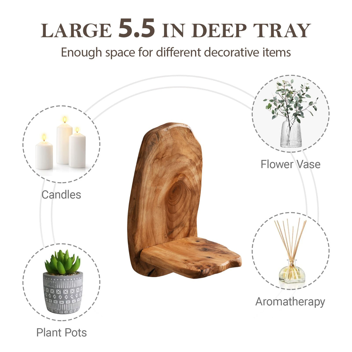JOLLYMER Wall Sconce Candle Holder, Wall Mount Wooden Candle Holders, Rustic Wall Decor for Bathroom Bedroom Living Room, Set of 2