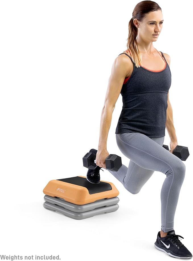 Circuit Fitness by Marcy 16 x 16 inches Adjustable Height Aerobic Step Platform with Adjustable Risers, Non-Slip Rubber Surface, Home Exercise Fitness Training, Multiple Color Options