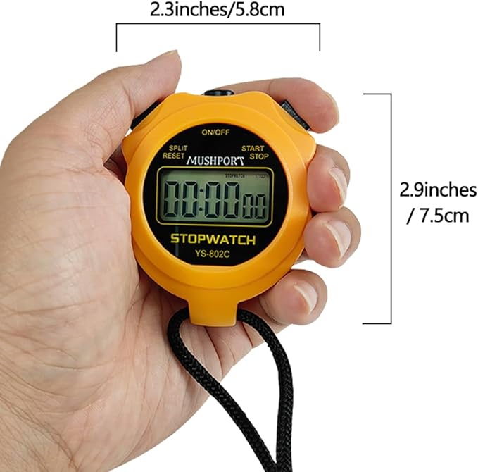 Stopwatch Timer Only Stopwatch Mode, ON/Off Silent Simple Operation, Without Clock Date Countdown, Digital Kids Stop Watch for Sports Coaches Swimming Running, Orange