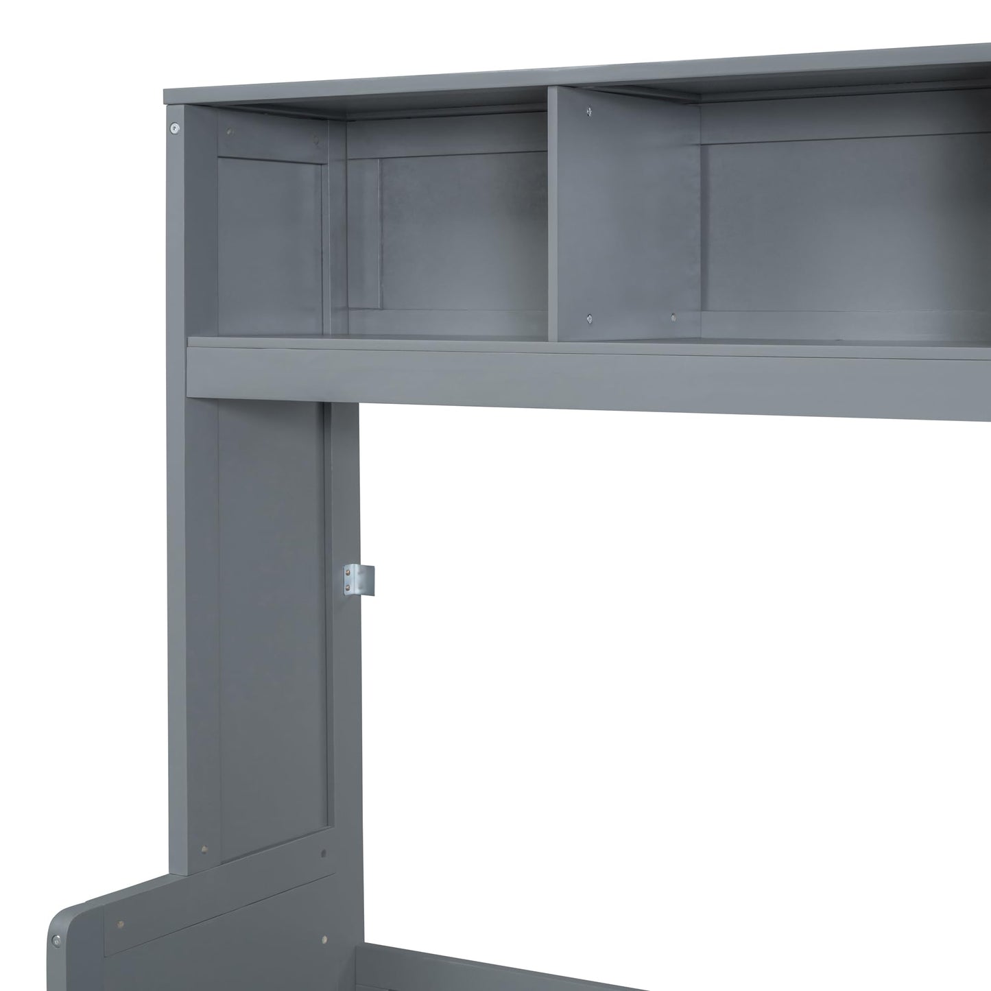 Ball & Cast Murphy Bed Full Size with Five-Layer Cabinet,Solid Wood Storage Hidden Wall Bedframe,W/Folding Designed,Space-Saving,for Home Office,Study,Guest Room,Gray