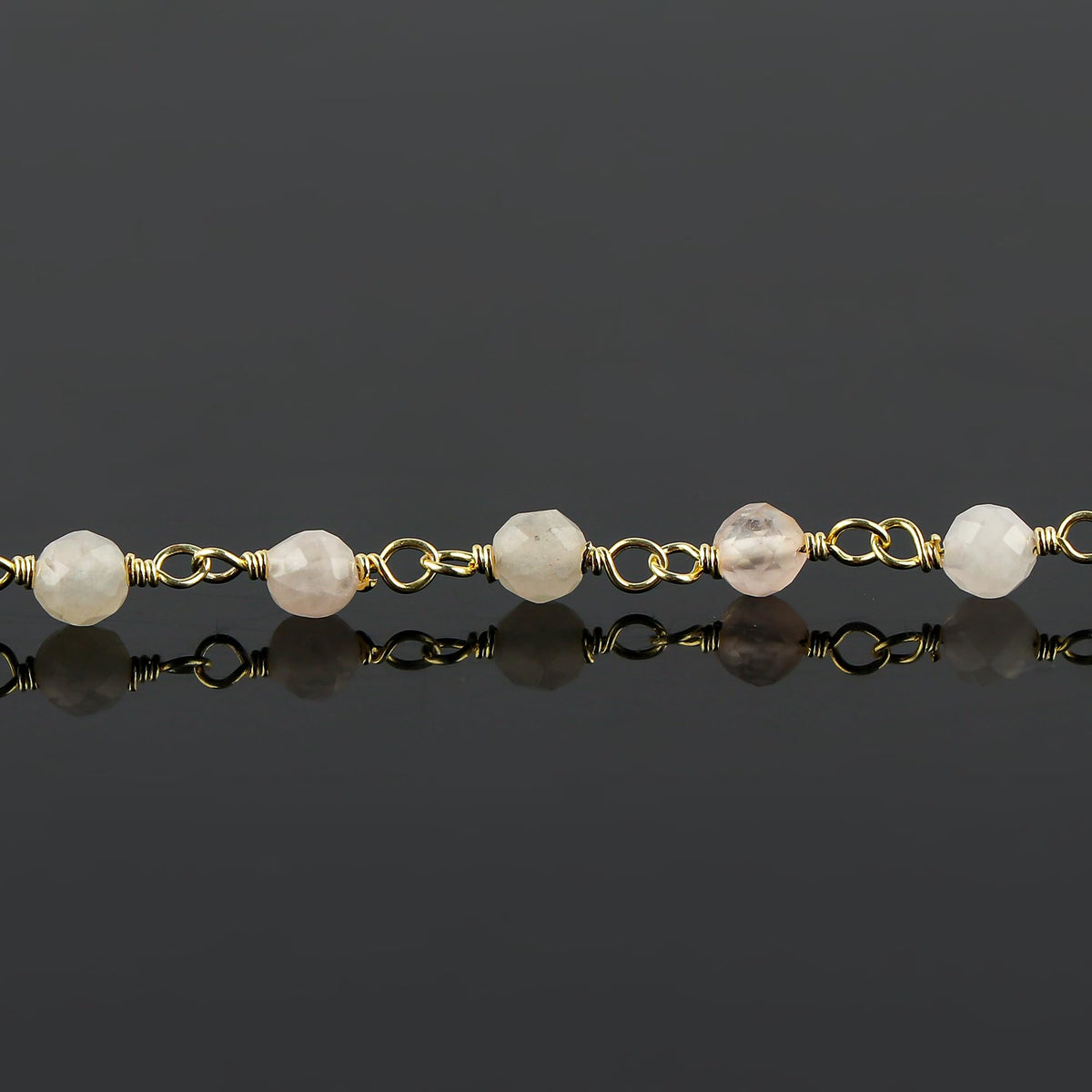 CRYSTALINES Natural Rose Quartz Gemstone Cluster Bracelet, 14K Gold Plated Rosary Chain Beads, Handmade Bohemian Jewelry for Women, Healing Crystals, Birthday Christmas Gift, 8"