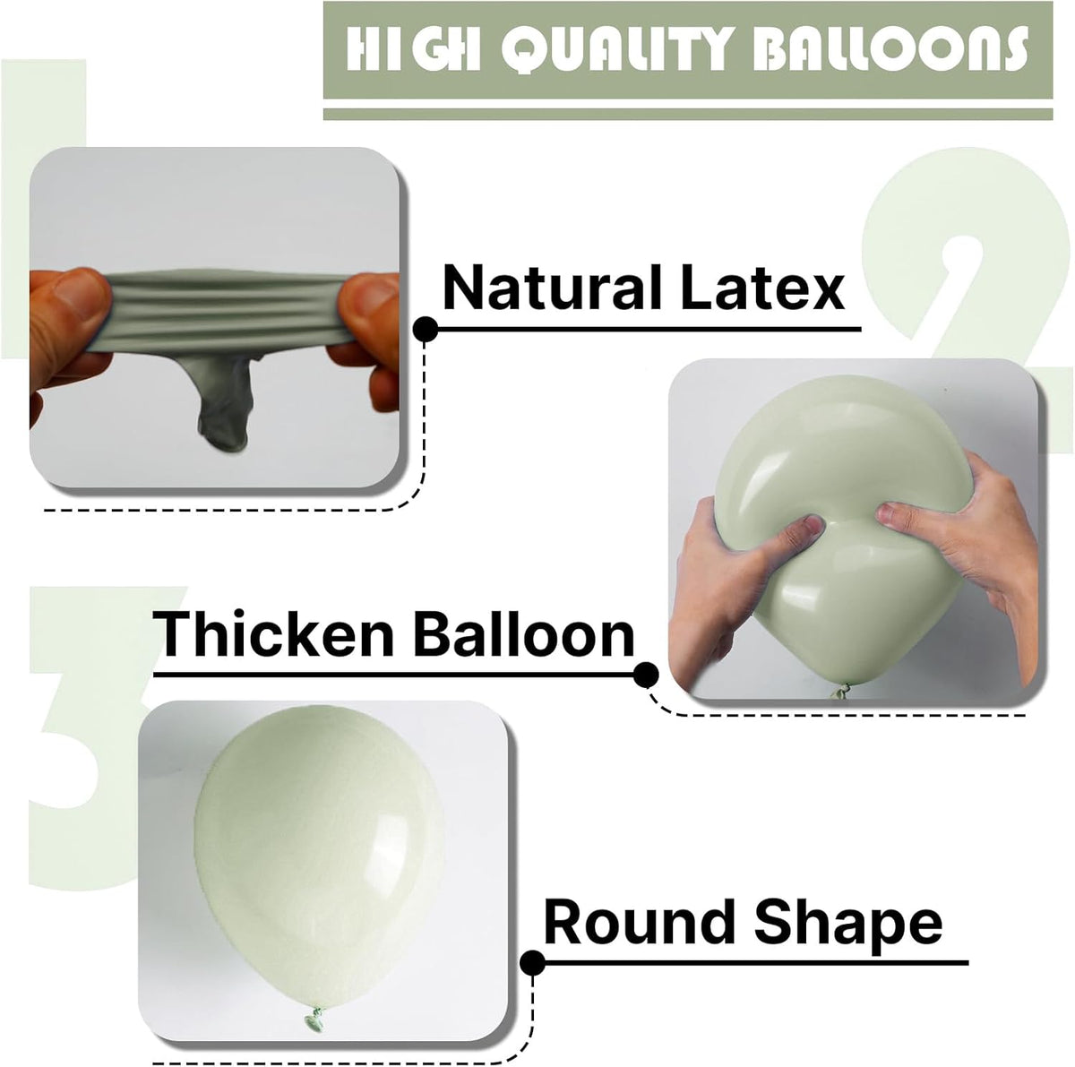 PartyWoo Sage Green Balloons - 50pcs 12 Inch Boho Dusty Olive Latex for Birthday & Wedding Decor