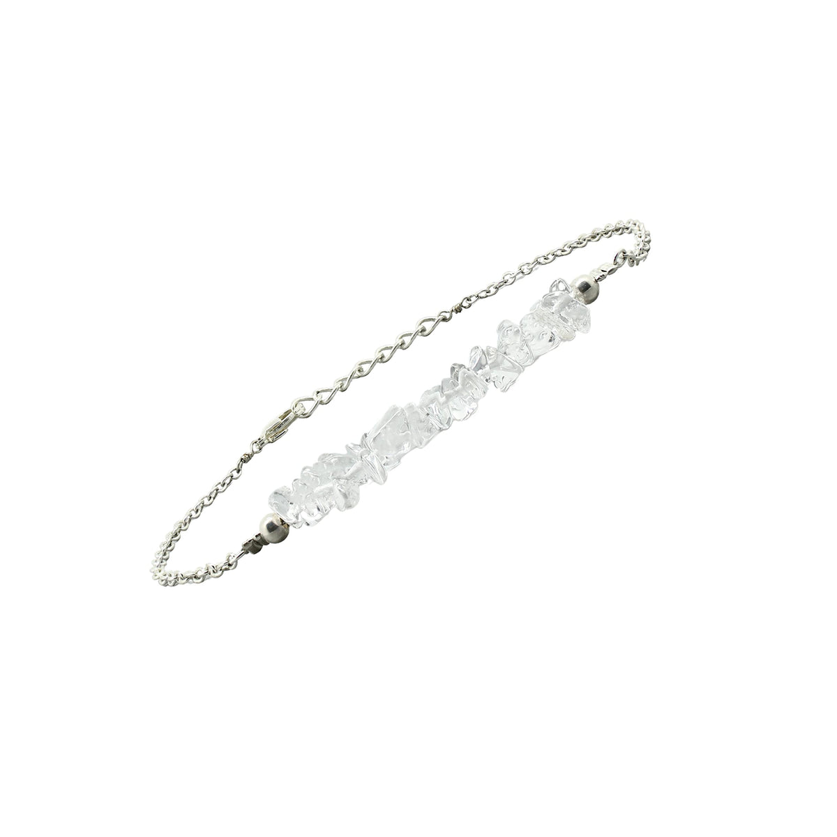 Gempires Natural Gemstone Chip Bar Bracelet for Women, Crystal Healing Bracelet, Multiple Gemstone Options, Adjustable Yellow Gold Plated Chain (7β + 1β Extender), Dainty Stackable Jewelry Gift for Her (Clear Quartz)