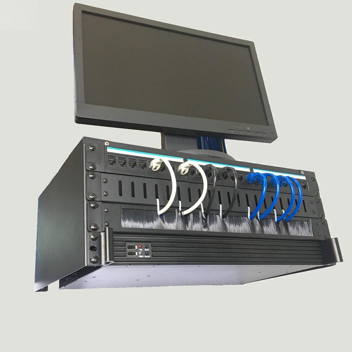 JINGCHENGMEI 2 Pack-1U 19-inch 19" (BF01UAB2PC) Brush Panel Rack Mount Disassembled Cable Management Panel with Brush
