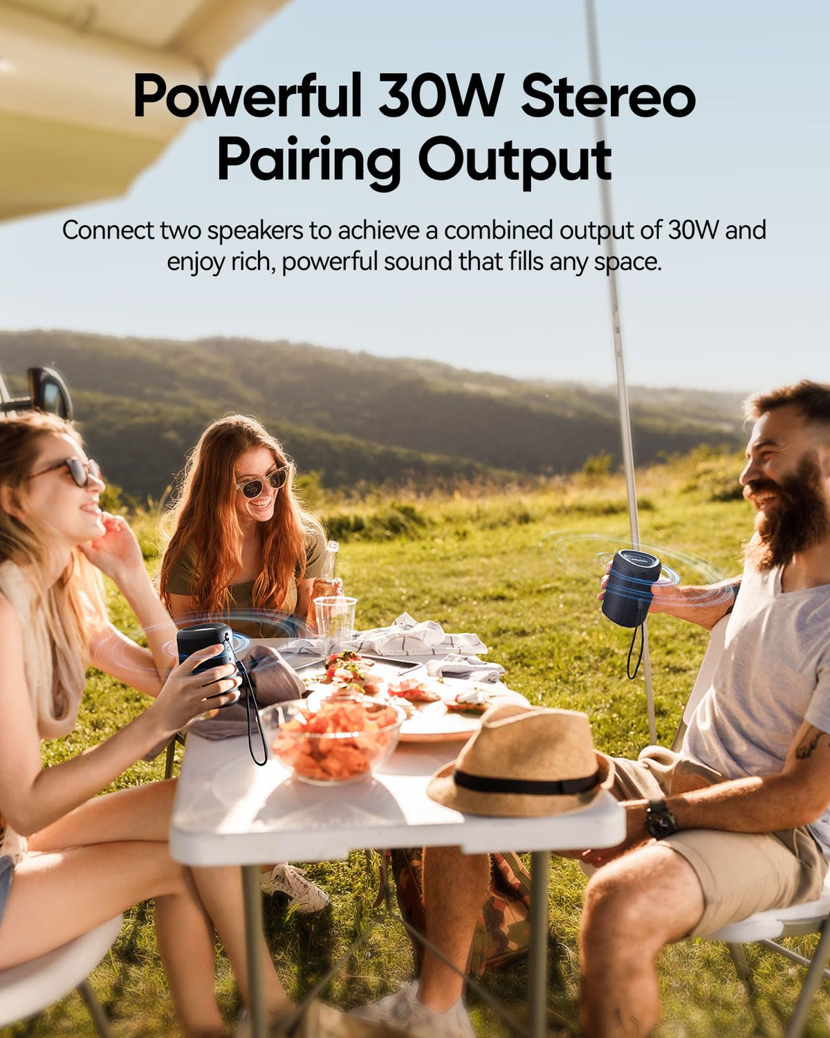 Portable Bluetooth Speaker Beach Vacation Essentials: Powerful Crystal Clear Sound/Dynamic Light/IPX5 Waterproof/All Day Playtime/BT 5.3/TWS Paring, Small Wireless Speaker for Outdoor|Travel|Camping