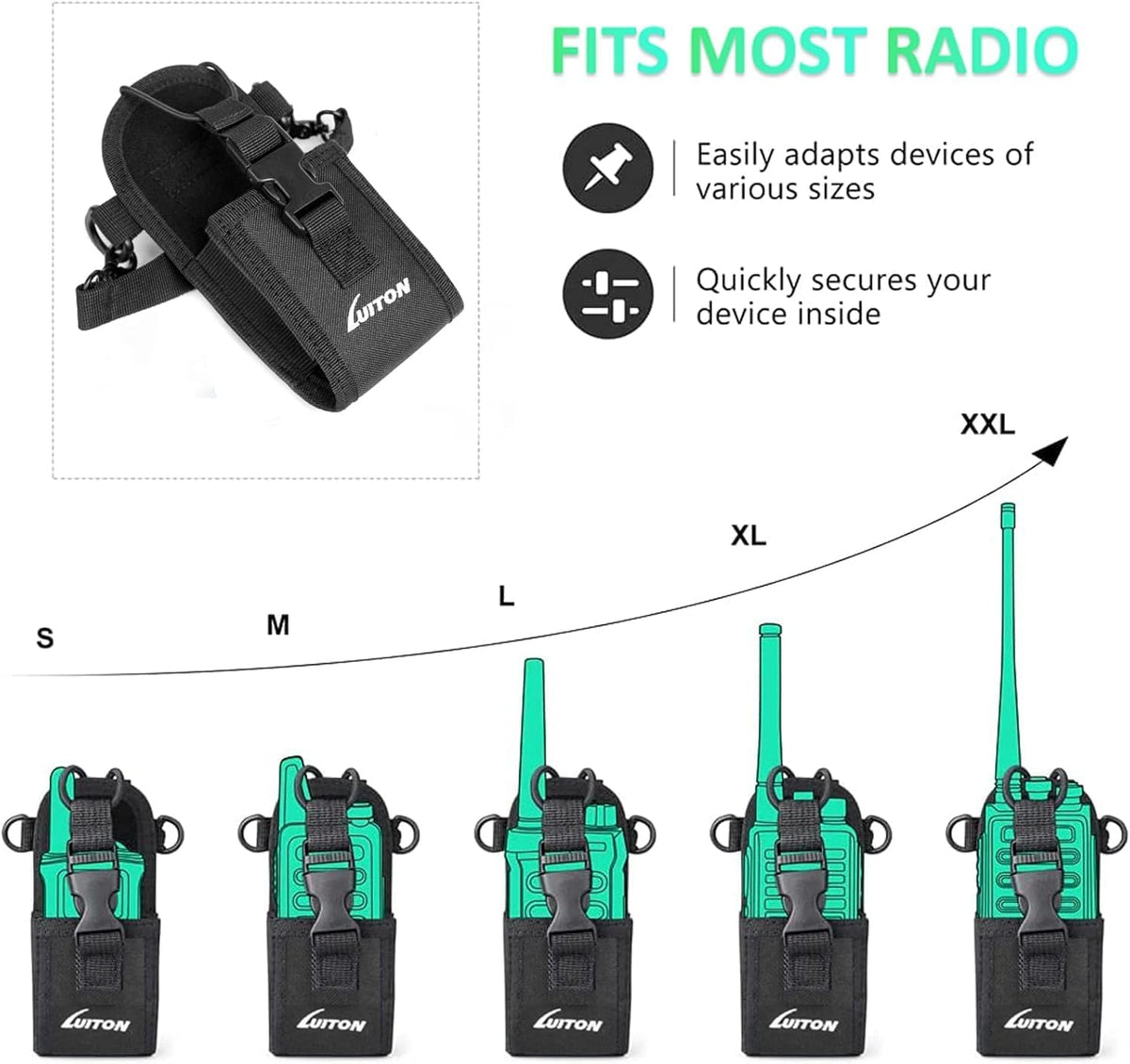 Set Radio Holster for Firefighter EMS EMT Bundle Includes Anti-Sway Strap for Radio Strap, Moveable Mic Holder,Radio