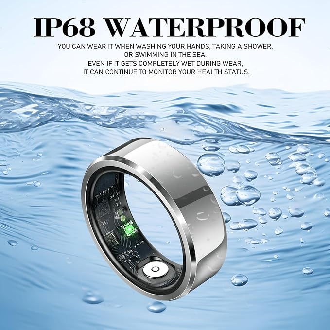 Smart Ring for Women Men,IP68 Waterproof Wearable Fitness Tracker with Sleep Tracking Heart Rate Healthy Monitor Ring Activity Monitoring Steps for iOS Android
