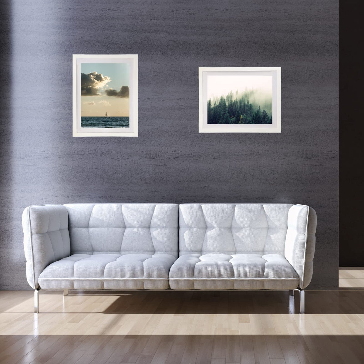 LIPHISFUN Diamond Painting Frame 30x40cm Diamond Art Frames Display Picture 12x16 without Mat or 10x14 with Mat 2 Pack,Natural Solid Wooden,Protection Glass,Back Mat,Hanging Kit for Wall Decor-White