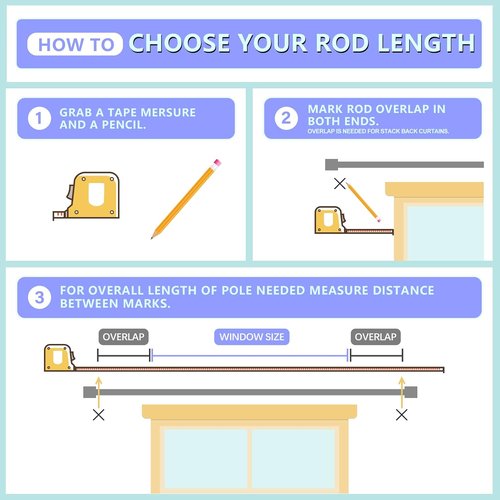Byondeth Adjustable Curtain Rod - 16 to 200 Inches, 1 Inch Diameter, Brushed Nickel Finish
