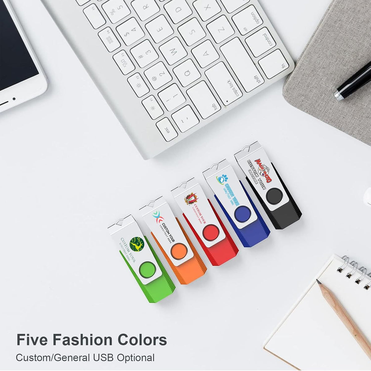 Wooolken 2GB 2 Pack, 2.0 Flash Drive USB Thumb Drives Jump Pen Drive Memory Stick with LED Light and Lanyards