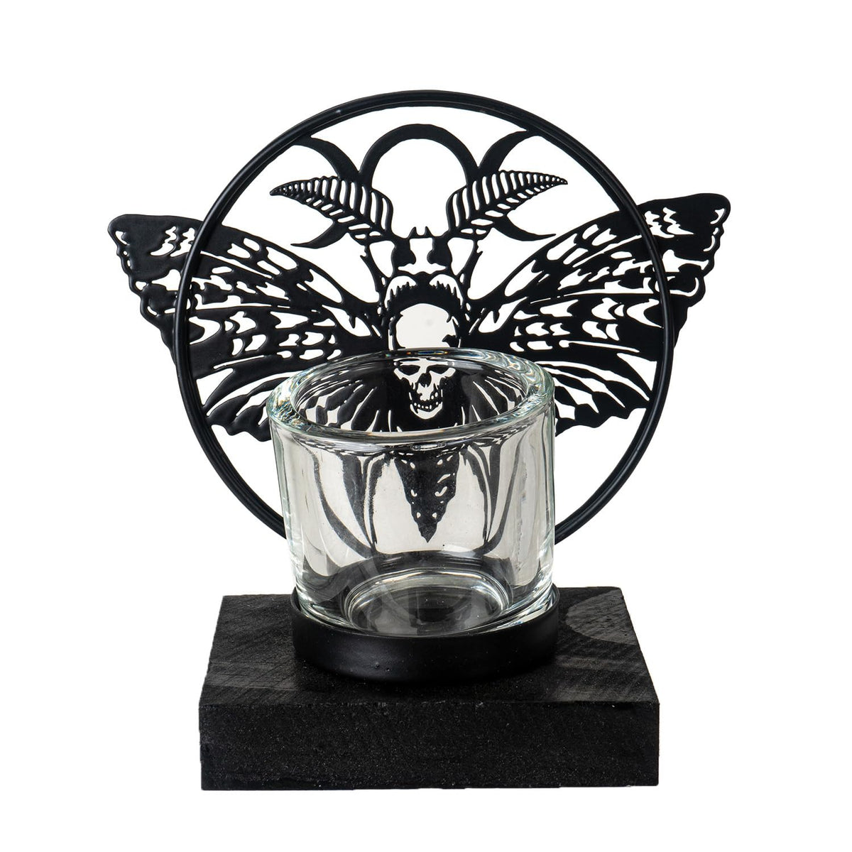 Pacific Giftware Death's Head Moth Tea Light Holder by Alchemy England Detailed Gothic Skull and Moth Design Unique Candle Accessory for Home Decor 5.75" Tall