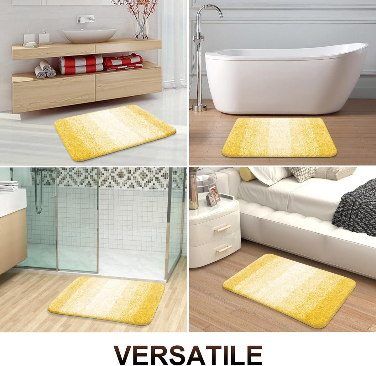 OLANLY Large Bathroom Rugs - Extra Soft Microfiber Bath Mat, Quick Dry & Machine Washable - 54x24, Yellow