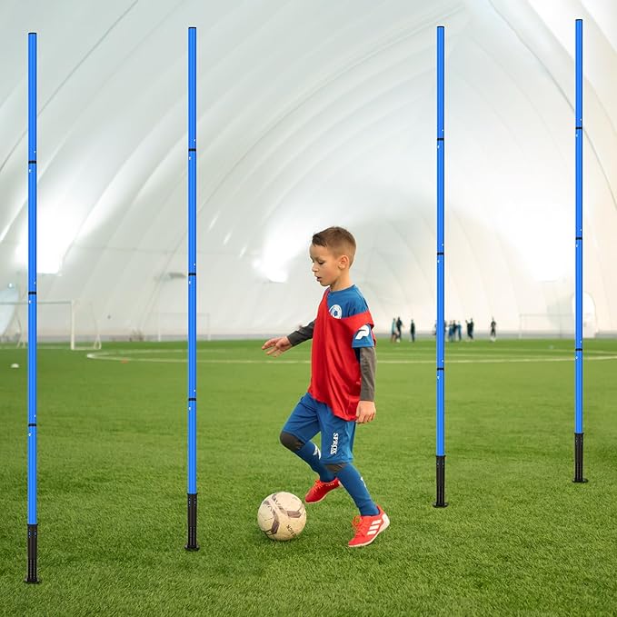 Soccer Agility Training Equipment: 6 Soccer Agility Poles, 20ft Agility Ladder, 10 Soccer Cones, 1 Jump Rope. Soccer Training Poles for Speed Training, Agility Training