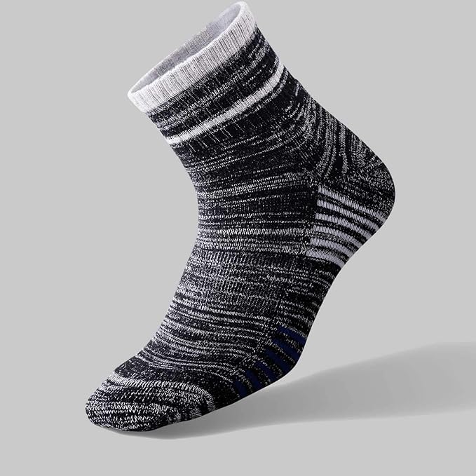 FEIDEER Men's Walking Hiking Socks, Wicking Cushion Quarter Crew Socks for Mens Outdoor Sports, 3/4/5 Pair, 6-15 Size