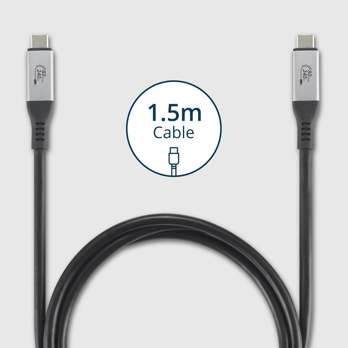USB4 1.5m, 80Gbps, 8K 240W 3.1), (K32301WW) Kensington Cable Supports up to Video, up to Power Delivery (PD Compatible