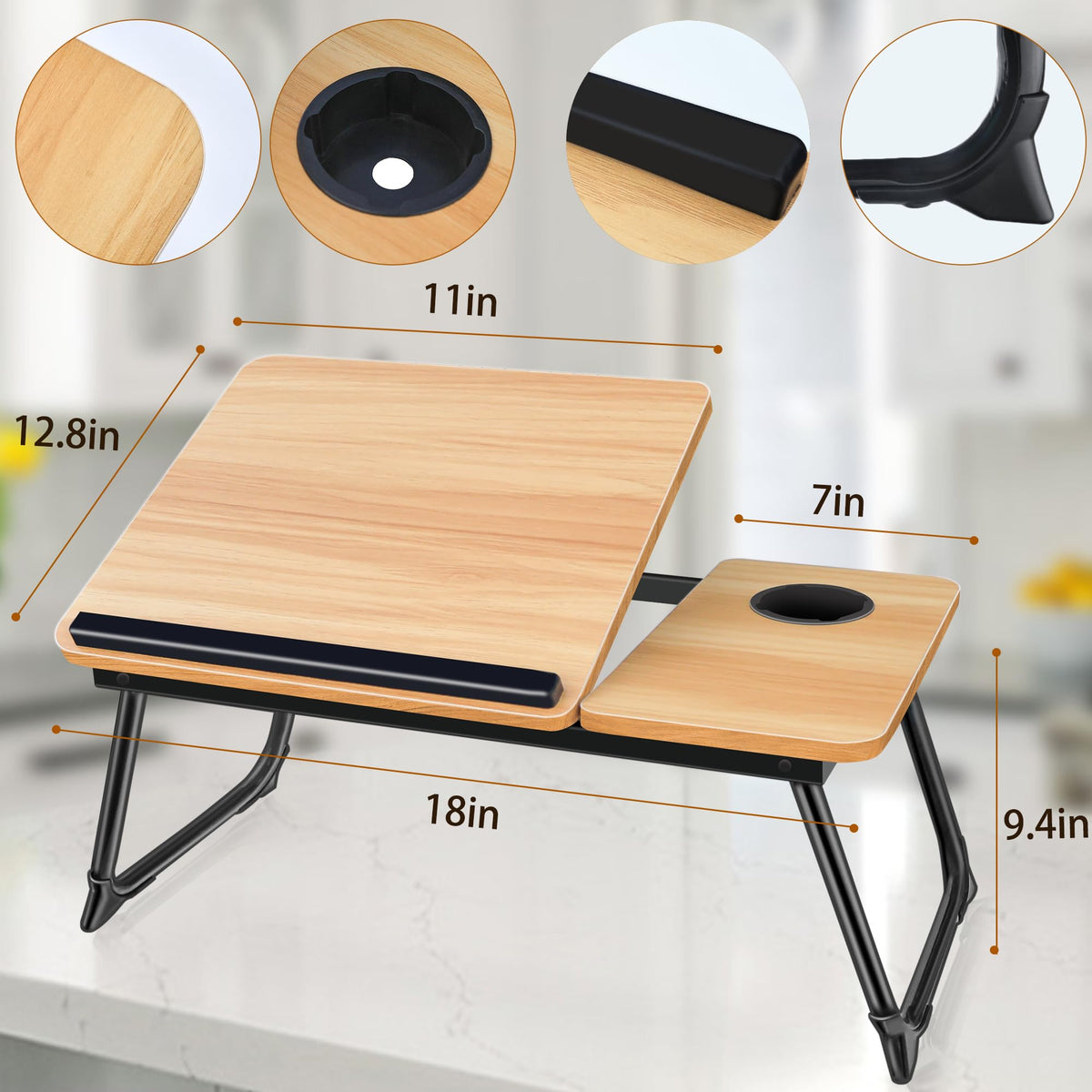 Adjustable Laptop Desk for Bed,Bed Table for Laptops,Laptop Stand for Beds,Lap Desk Foldable Bed Desk for Laptops and Writing,Portable Beds Tray Table with Cup Holder
