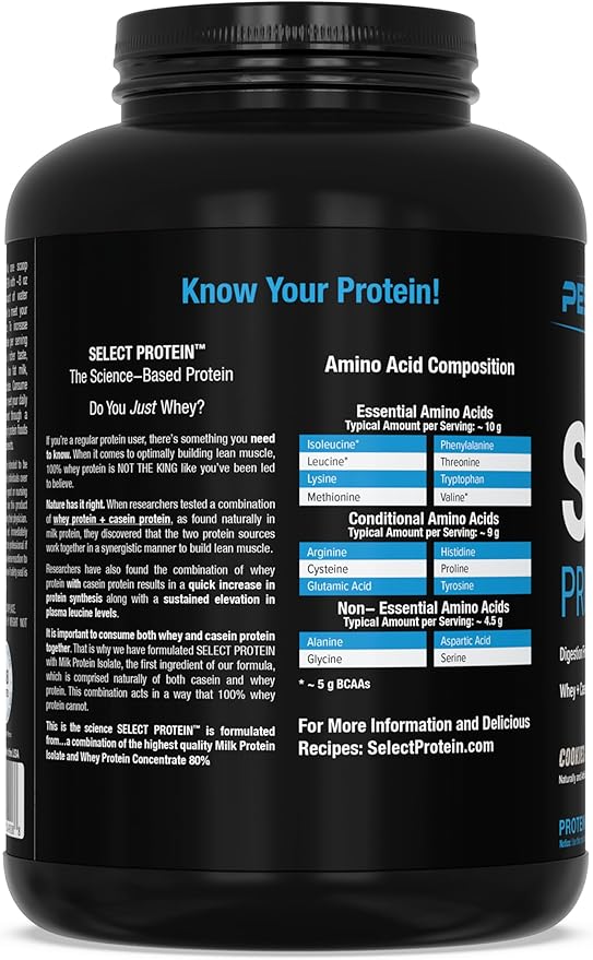 PEScience Select Protein Powder, Whey and Casein Blend, Clean Protein Powder for Women and Men, Low Calorie, Low Carb, Keto Friendly, Gluten Free - Cookies and Cream - 55 Servings