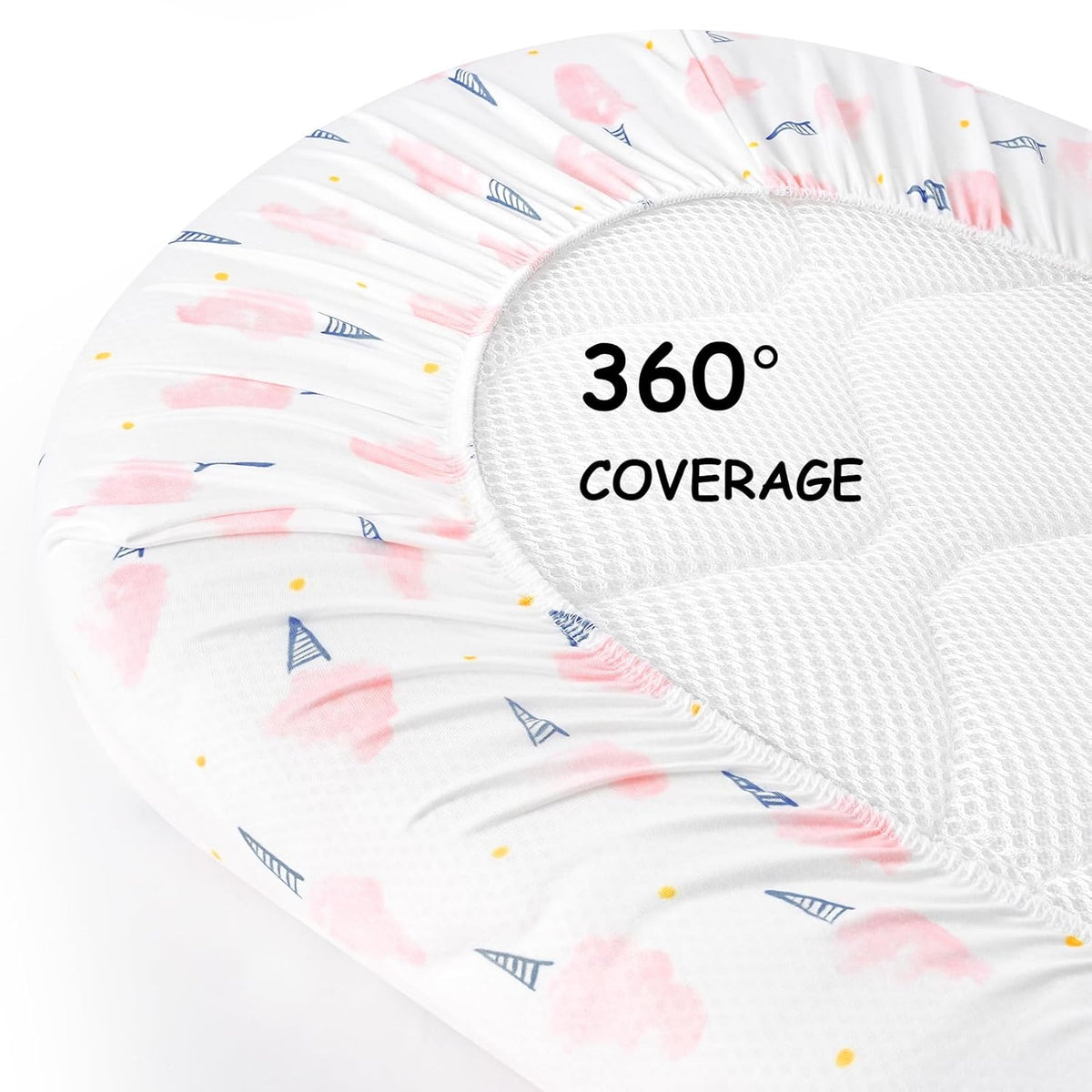 Yoofoss Bassinet Sheets - 3-Pack Fitted Sheets for Halo Bassinest | Soft & Breathable (Pink & Floral)
