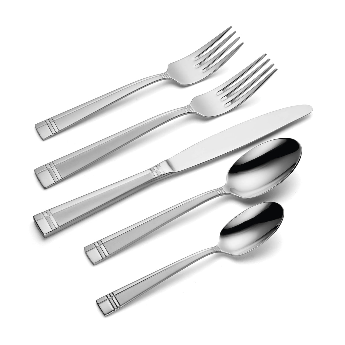 Oneida Silverware Set, Amsterdam 45-Piece Everyday Flatware Set, Service For 8, 18/0 Stainless Steel, Rust Resistant, Dishwasher Safe, Knives Spoons And Forks Set, Home And Kitchen (Silver, 45 Piece)